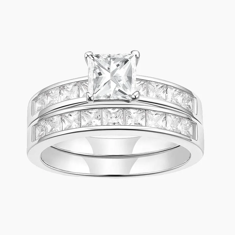 1 Carat Princess Cut Bridal Set Wedding Ring