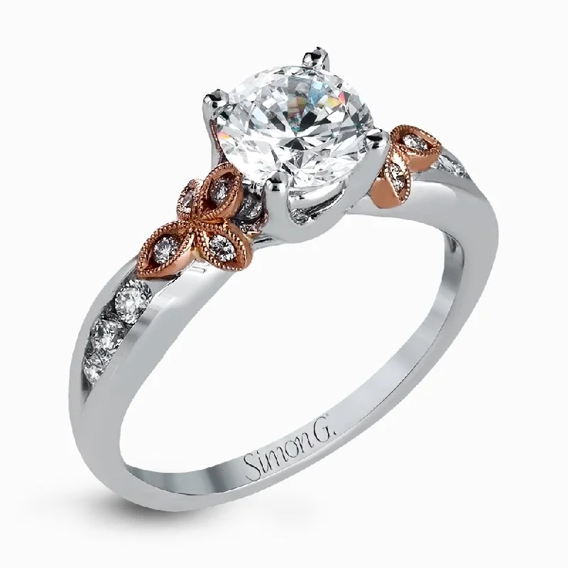 18K White Gold Diamond with Rose Gold Accent