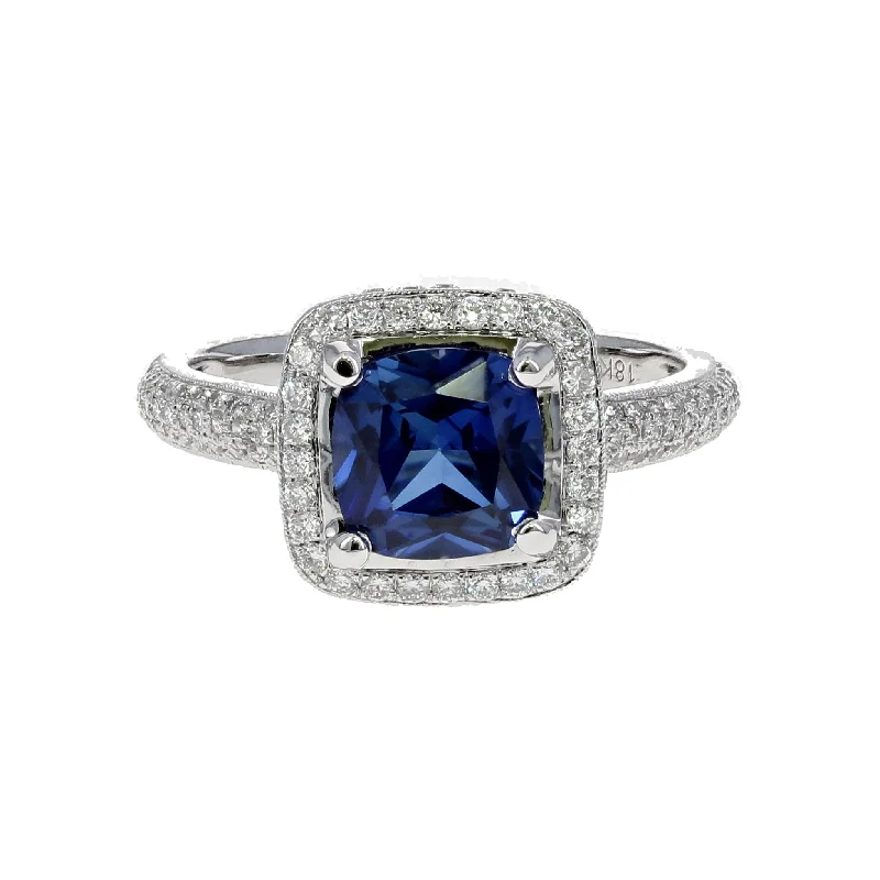 Lab Grown Blue Sapphire diamond ring