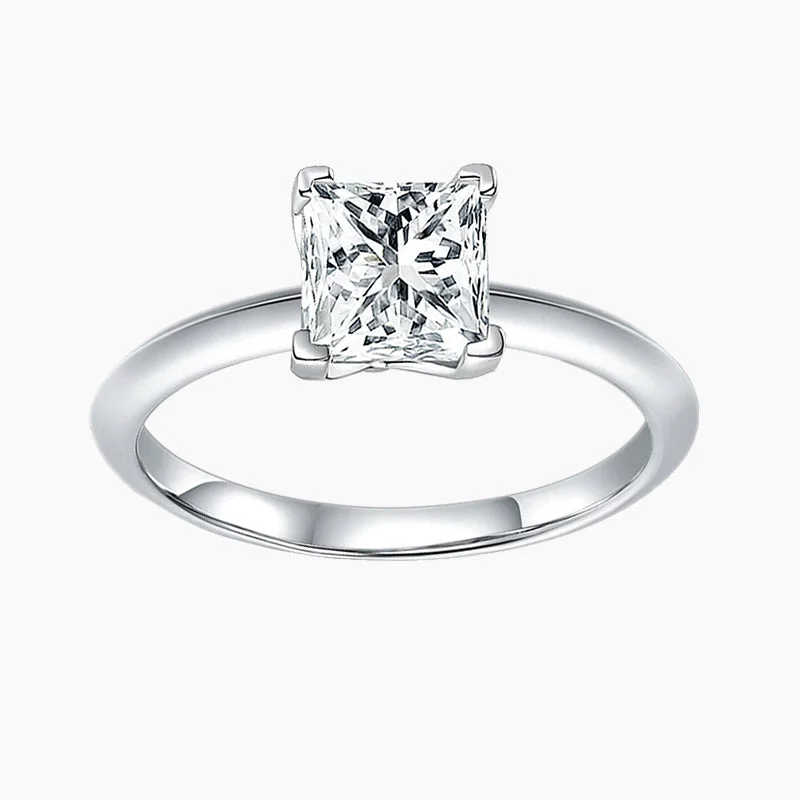 925 Sterling Silver Princess Cut Wedding Ring