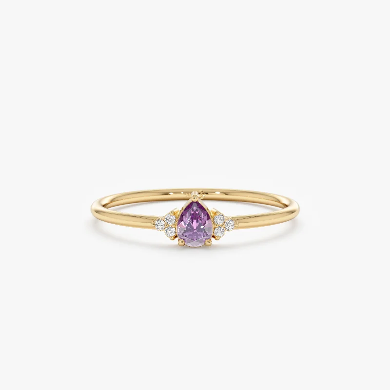 Amethyst Diamond Engagement Ring, Avril