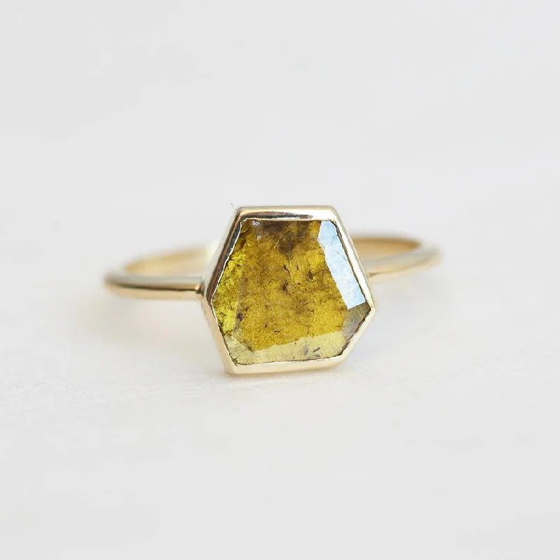 Marigold Diamond Slice Ring, Yellow Diamond Ring