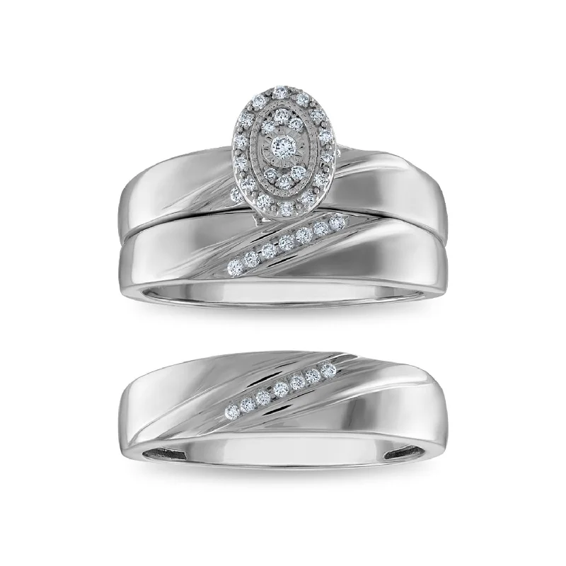 EcoLove 1/7 CTW Lab Grown Diamond Wedding Trio Set in 10KT White Gold