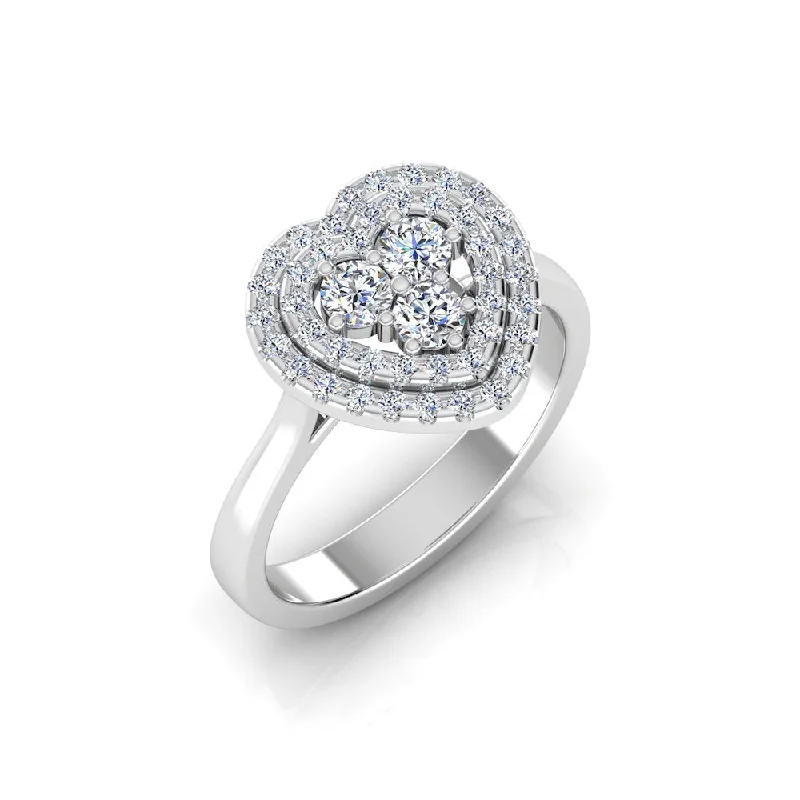 Heart Halo Brilliant Moissanite Engagement Ring