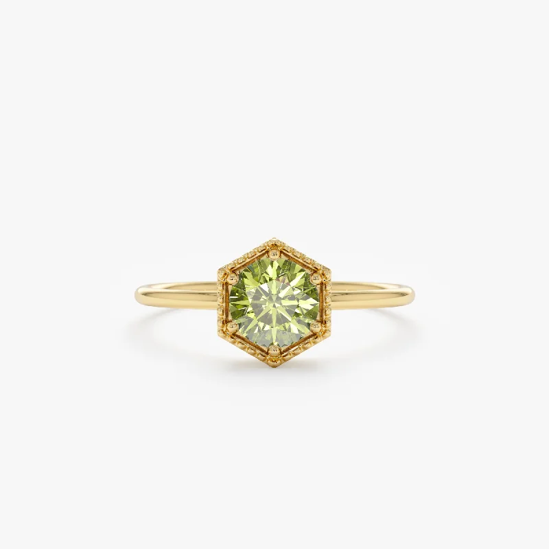 Hexagon Peridot Ring, Anaya