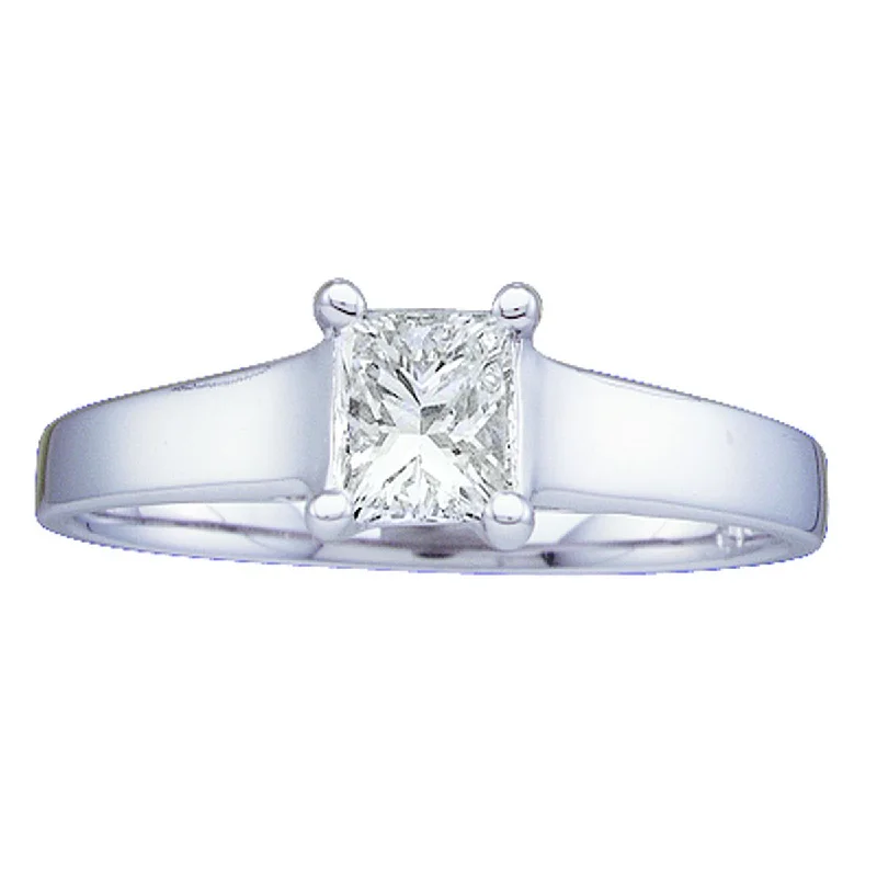 Royale 1 CTW Princess Cut Diamond Solitaire Engagement Ring in 14KT White Gold