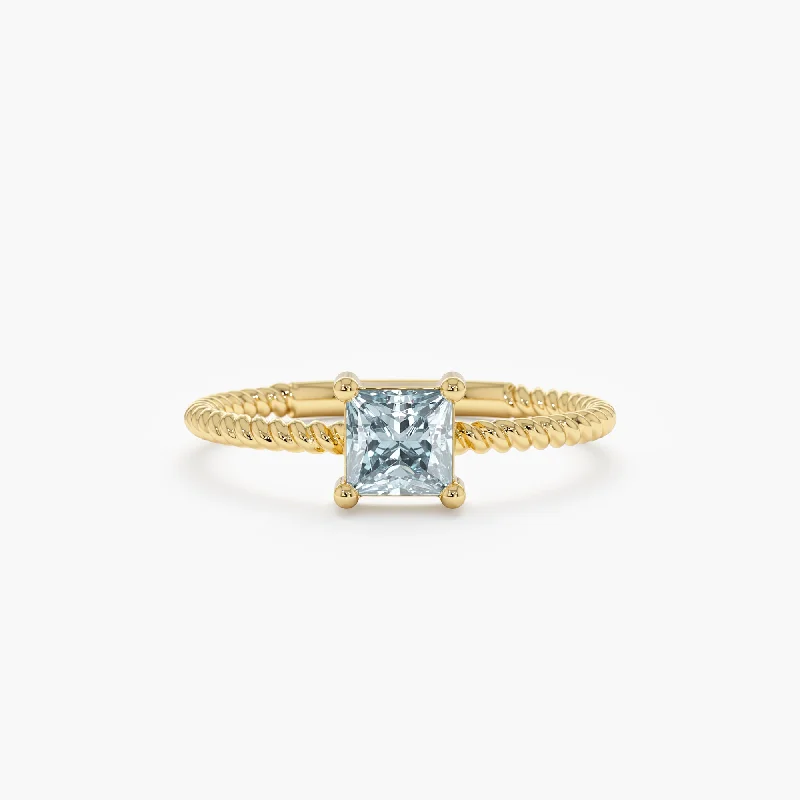 Square Aquamarine Ring, Sage