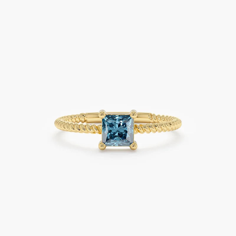 Square Blue Topaz Ring, Sage