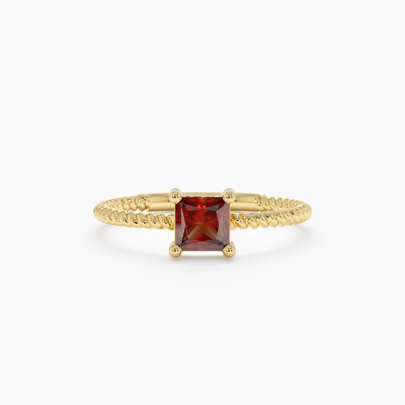 Square Garnet Ring, Sage