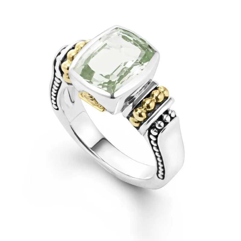 Caviar Color Bezel-Set Prasiolite Ring