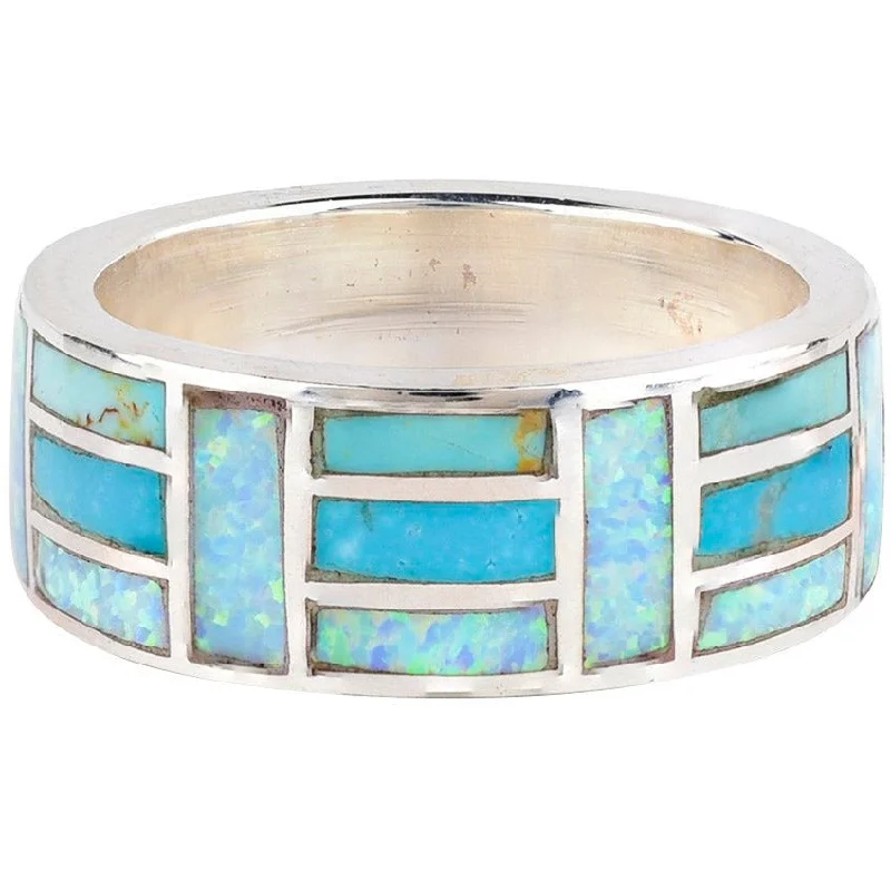 Peyote Bird  Opal and Turquoise  Mix  Inlay Ring