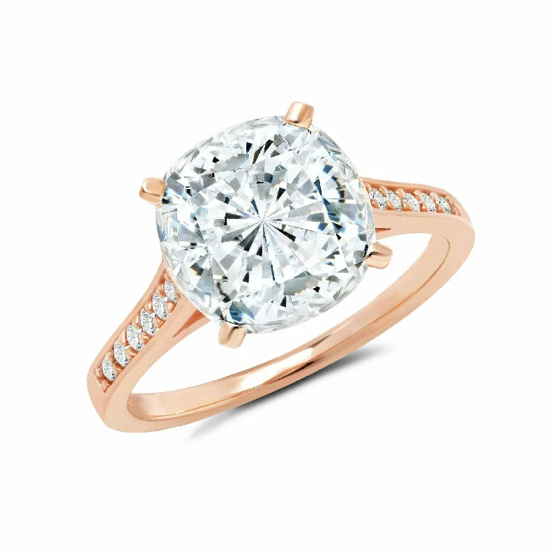 CRISLU Bliss Cushion Cut Ring finished in 18KT Rose Gold