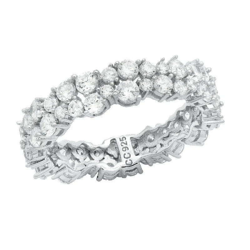 CRISLU Cluster Small Eternity Ring Finished in Pure Platinum