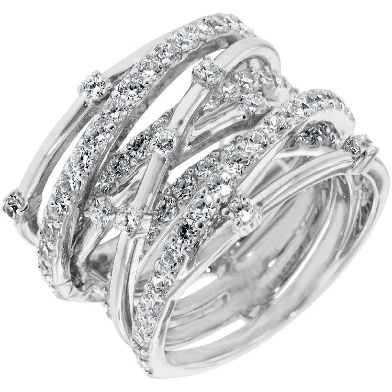 CRISLU CZ Entwined Ring Sterling Silver Platinum