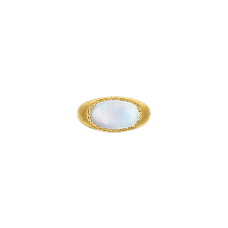 Elongated Rainbow Moonstone Gaea Roz Ring