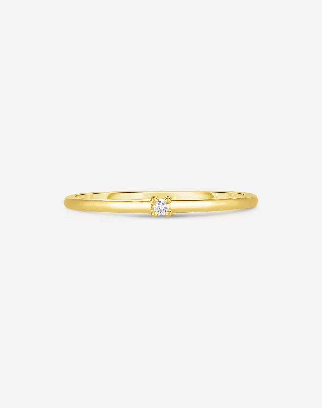 Petite Single Round Diamond Ring