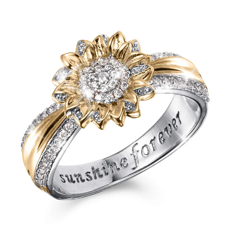 Sunlit Sunflower Trio Ring