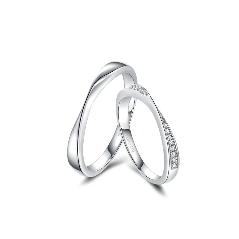 Timeless Elegance Now At Special Discounts FANCIME "Connected" Couples Band Sterling Silver Rings