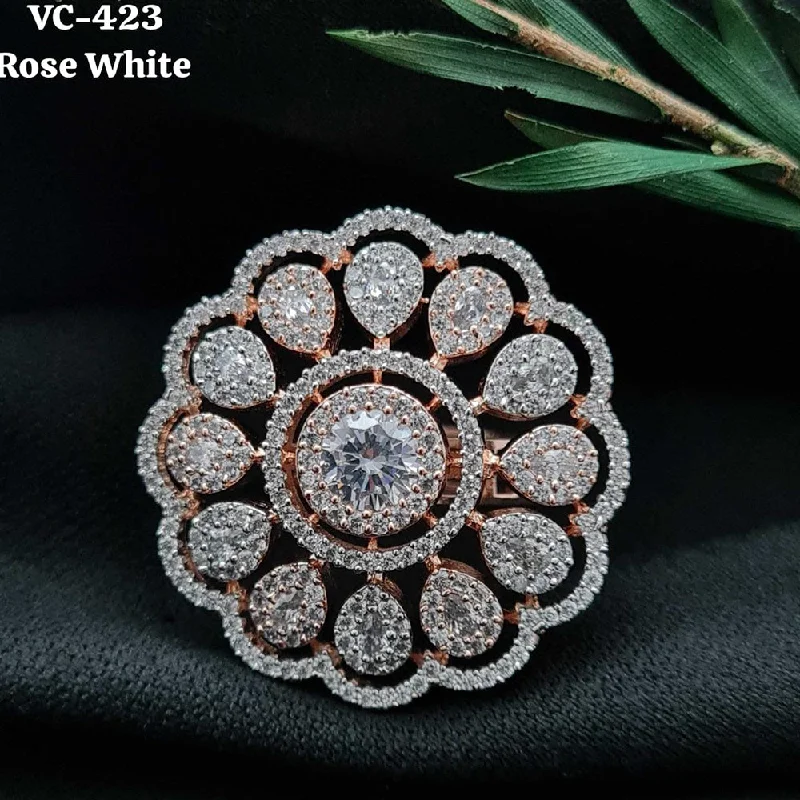 Jewelry Flash Sale – Stylish Designs At Unbeatable Rates Vivah Creations Rose Gold Plated AD Stone Adjustable Ring