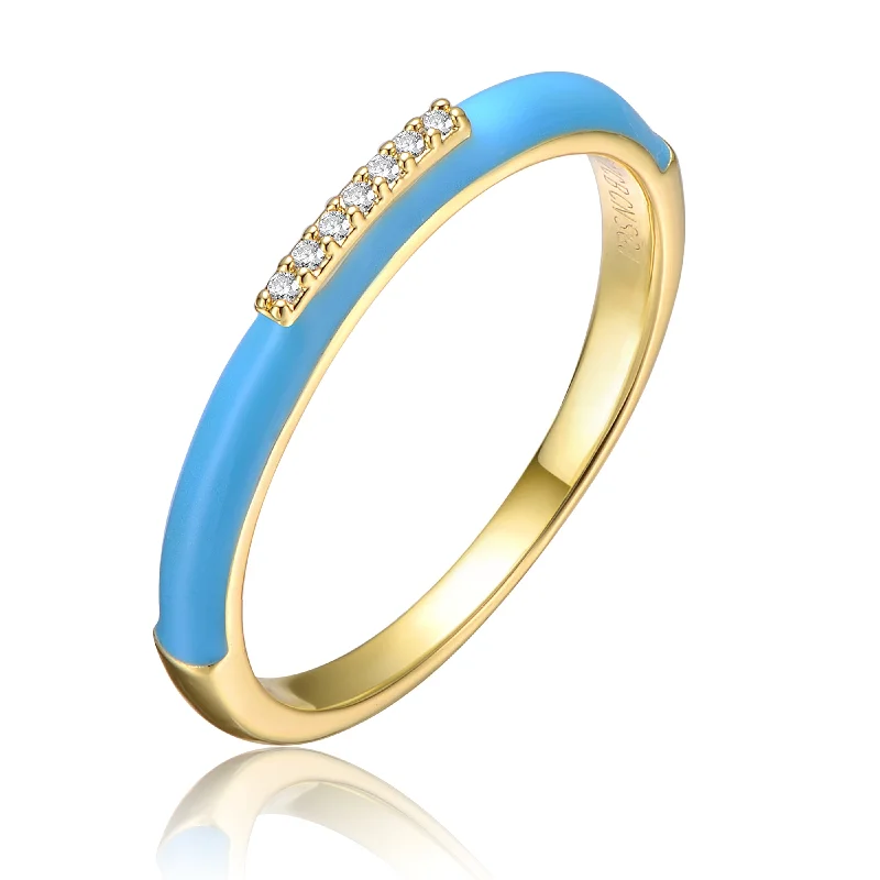 Limited-Time Jewelry Sale – Elegant Styles At Less Coralie Blue Enamel Slim Stacking Band Ring