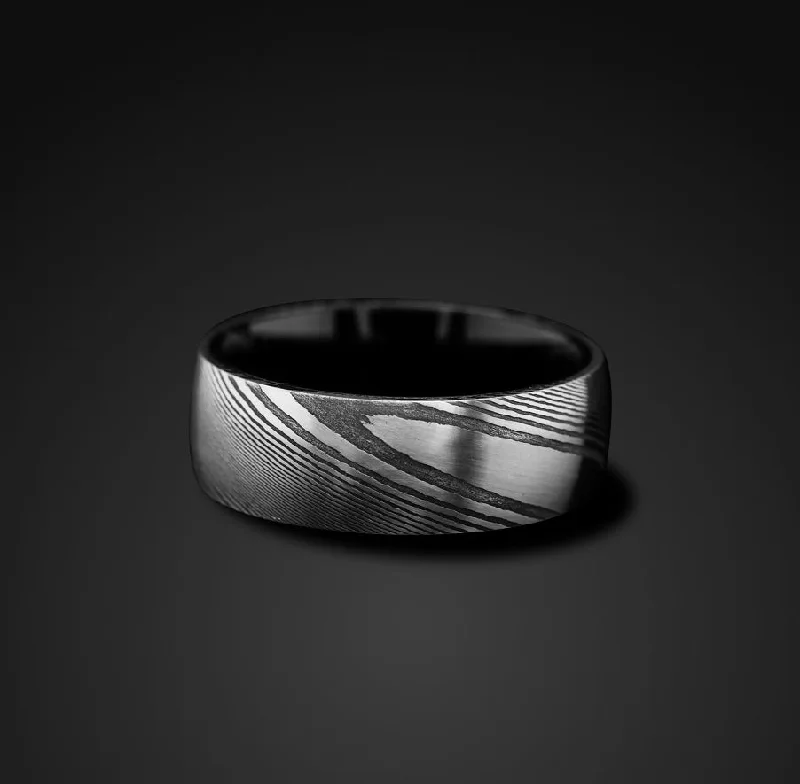 Damascus Steel Ring Wedding Band 8mm