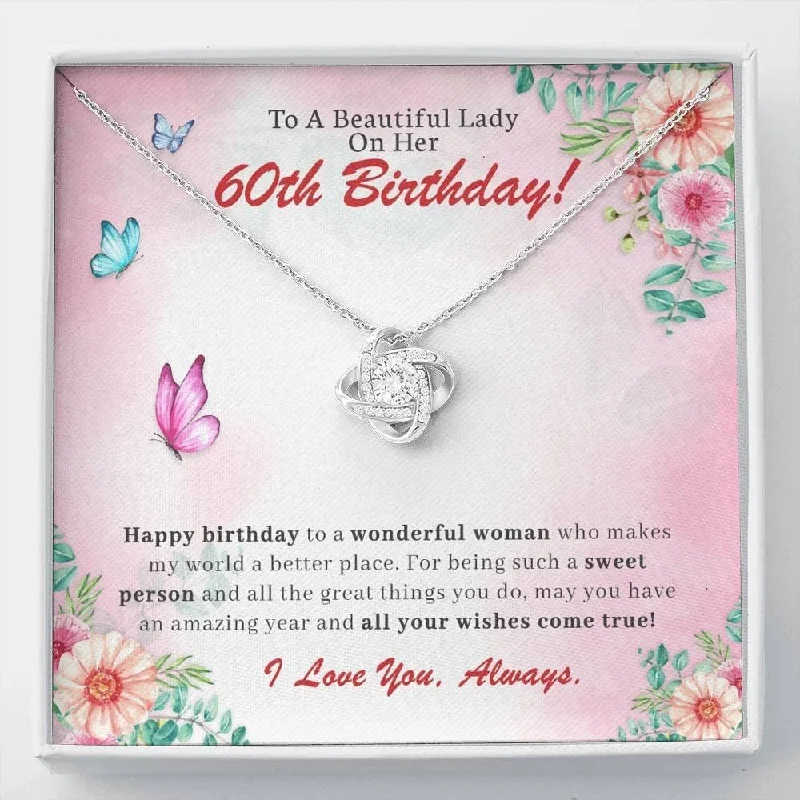 60th Birthday Necklace For Women 60th s For Women Jewelry 60th s For Mom 60th s For Her Love Knot Mother Of The