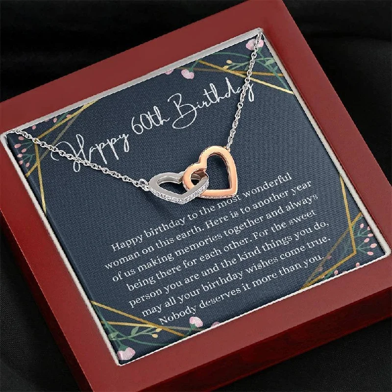 60th Birthday Necklace Interlocking Hearts 60th Birthday For Her Gift 60th For Her Sixtieth For Women Friend 60th