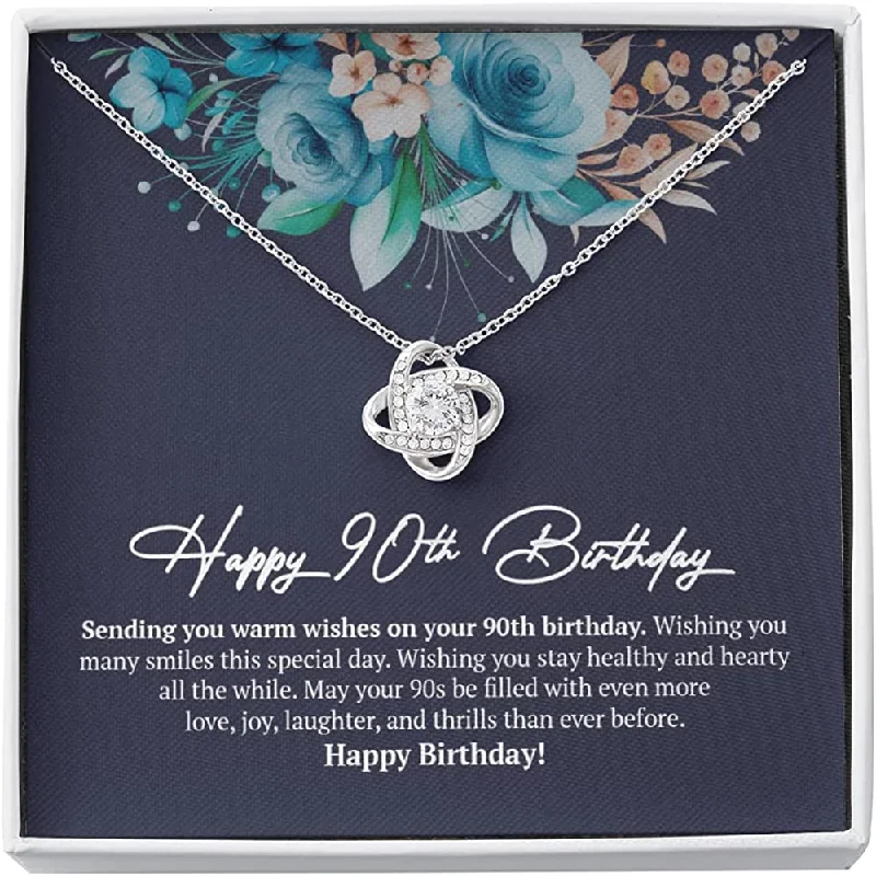 90th Birthday Necklace Gift for Mom White Gold Love Knot Necklace Mom 90th Birthday Ideas Sister Grandma Birthday