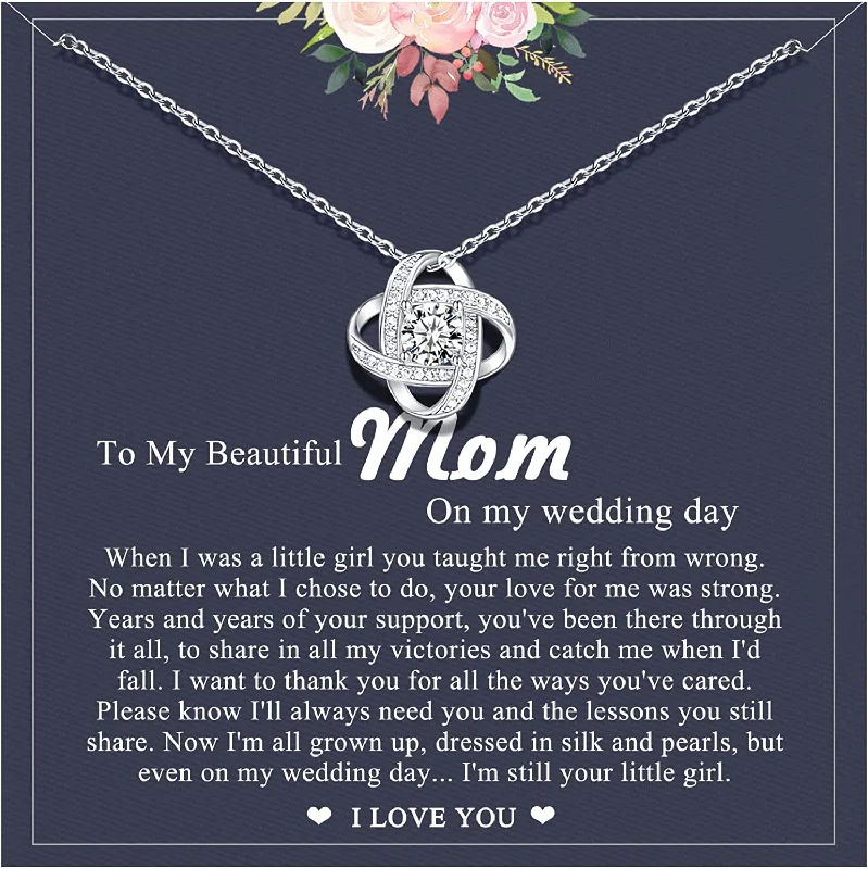 Wedding Necklace Gift Love Knot Necklace Wedding Gifts for Mom Mother of the Bride Mother of the Groom Grandma