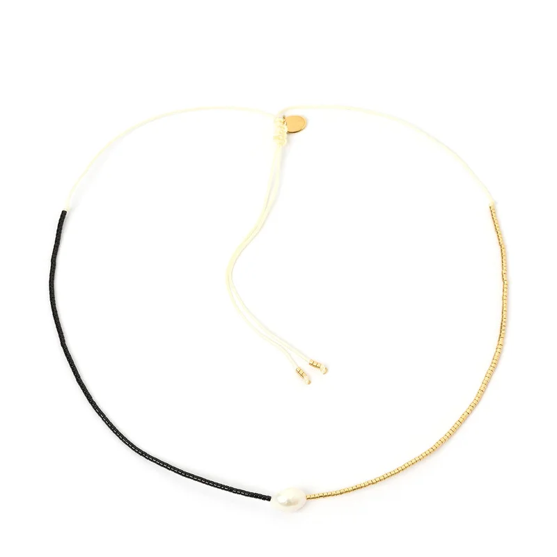 Dainty And Elegant Jewelry Now At Reduced Prices Matilda Two Toned Pearl & Glass Beaded Necklace - Black Dainty And Elegant Jewelry Now At Reduced Prices Matilda Two Toned Pearl & Glass Beaded Necklace - Black