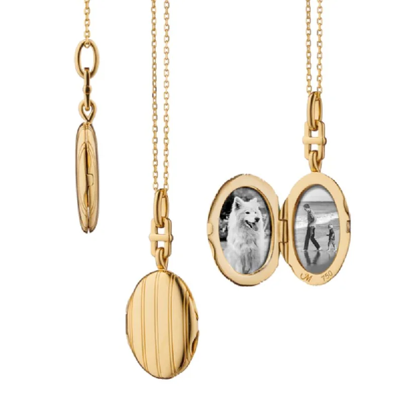 Dazzling Deals On Necklaces, Bracelets, And More Monica Rich Kosann 18k Gold Slim Pinstripe "Eve" Locket Necklace