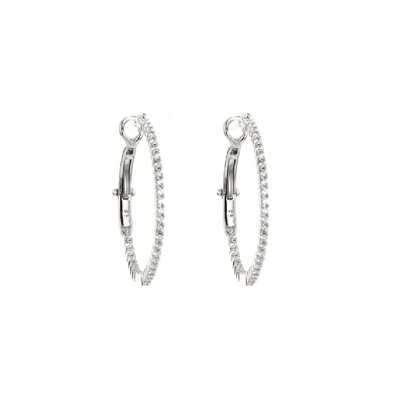 Shop Handcrafted Jewelry At Special Promotional Rates 0.75 ctw Diamond 0.90" Inside-Out Hoop Earrings