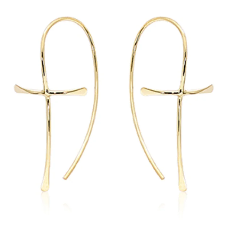 Last Chance To Shop High-End Jewelry At Markdown Prices 14k Gold Cross Threader Earrings