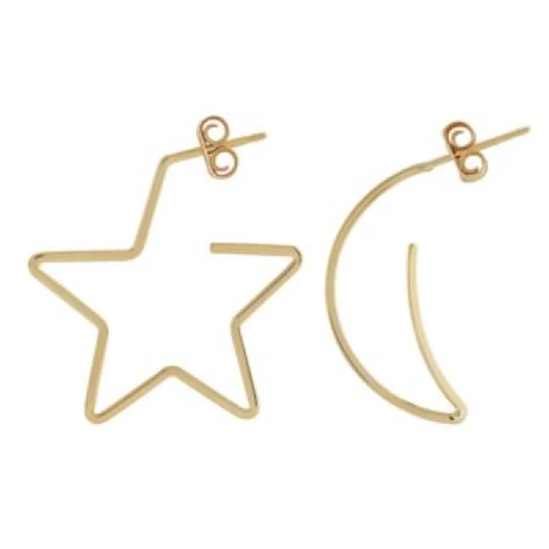 Flash Jewelry Sale – Get Stunning Pieces At Low Prices 14k Yellow Gold Moon & Star Hoop Earrings