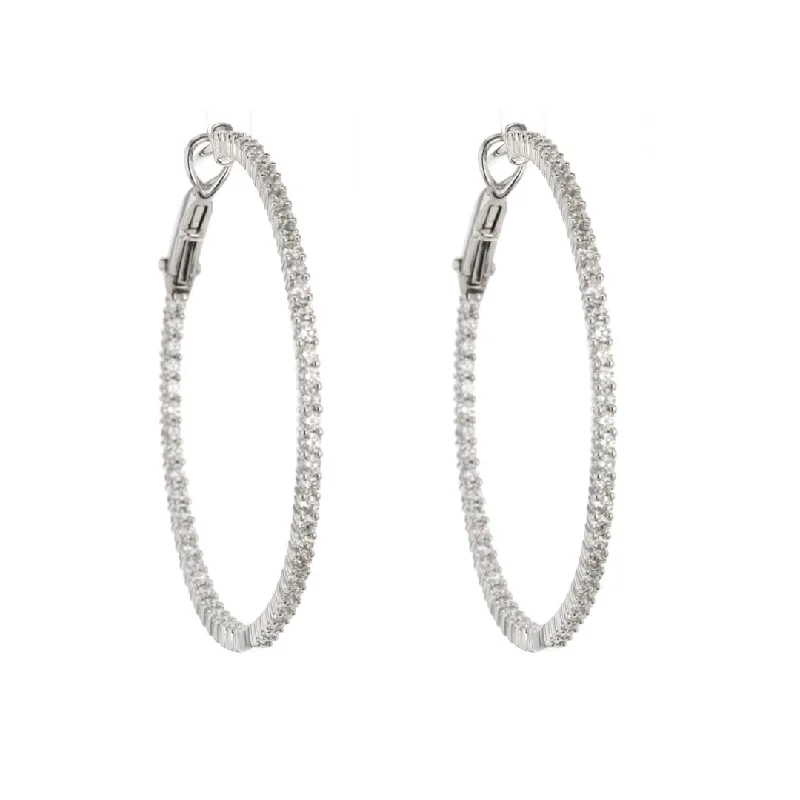 Get The Best Deals On Timeless Jewelry Pieces 2.00 ctw Diamond 1.50" Inside-Out Hoop Earrings | M10273378