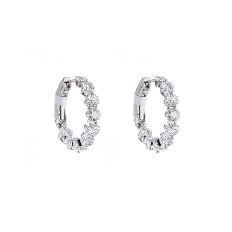 Premium Jewelry At Promotional Prices – Shine Today 2.13 ctw Diamond 3/4" Inside-Out Hoop Earrings