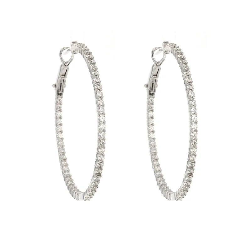 Affordable Glamour – Must-Have Jewelry At Special Rates 2.93 ctw Diamond 1.50" Inside-Out Hoop Earrings | M10276369