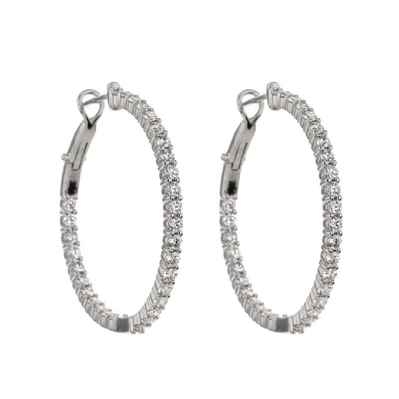 Affordable Elegance – Premium Jewelry At Special Prices 2.95 ctw Diamond 1.20" Inside-Out Hoop Earrings | M10275492