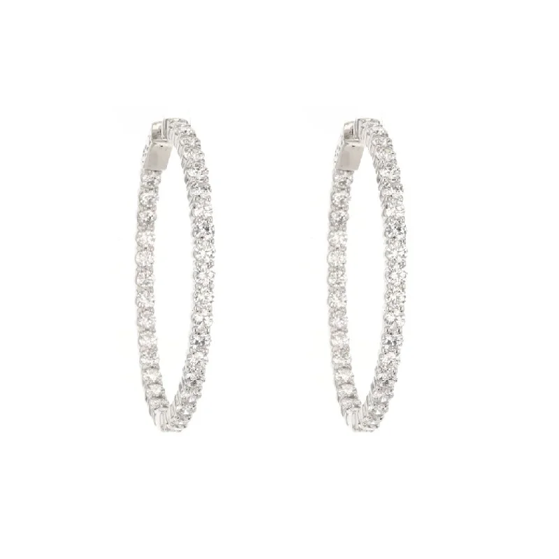 Timeless Elegance Now At Special Discounts 7.05 ctw Diamond 1.75" Inside-Out Hoop Earrings