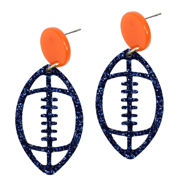 Limited-Stock Jewelry Sale – Once It's Gone, It's Gone Acrylic Football Earring - Navy Glitter