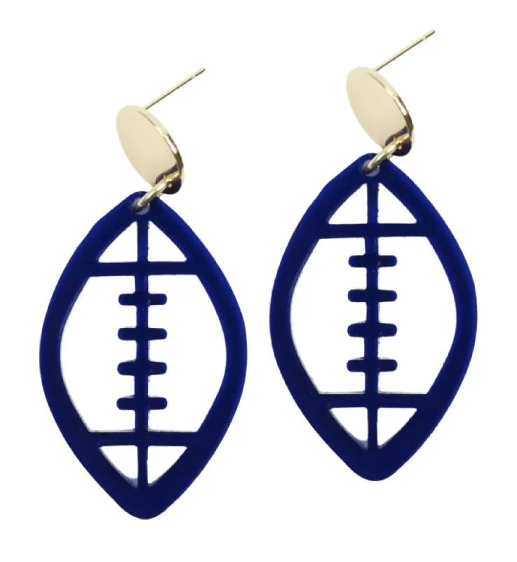 Romantic Heart-Shaped Jewelry For Special Gifts Acrylic Football Earring - Navy