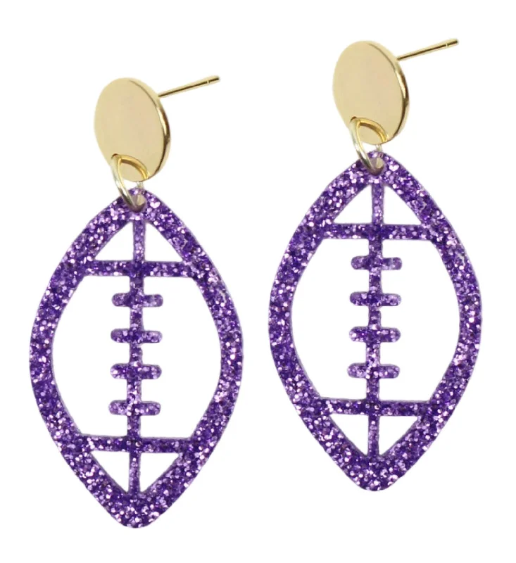 Premium Diamond Jewelry For Unforgettable Moments Acrylic Football Earring - Purple Glitter