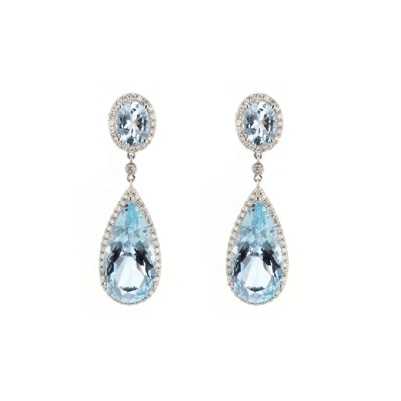 Jewelry Clearance Event – Stock Up Before It's Over Aquamarine & Diamond Drop Earrings