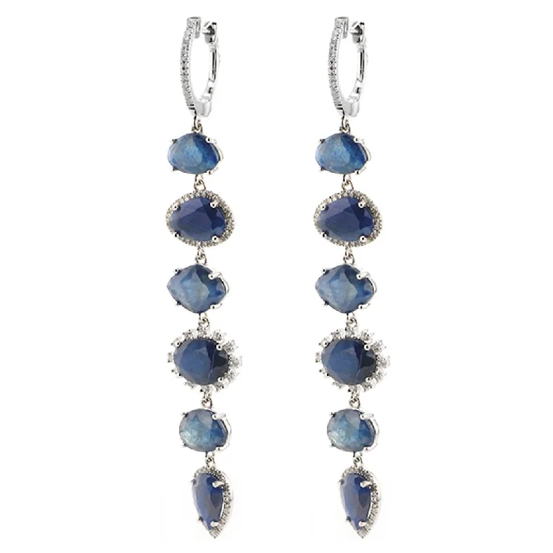 Huge Markdowns On Premium Jewelry Styles Blue Sapphire & Diamond Drop Earrings | 10255692