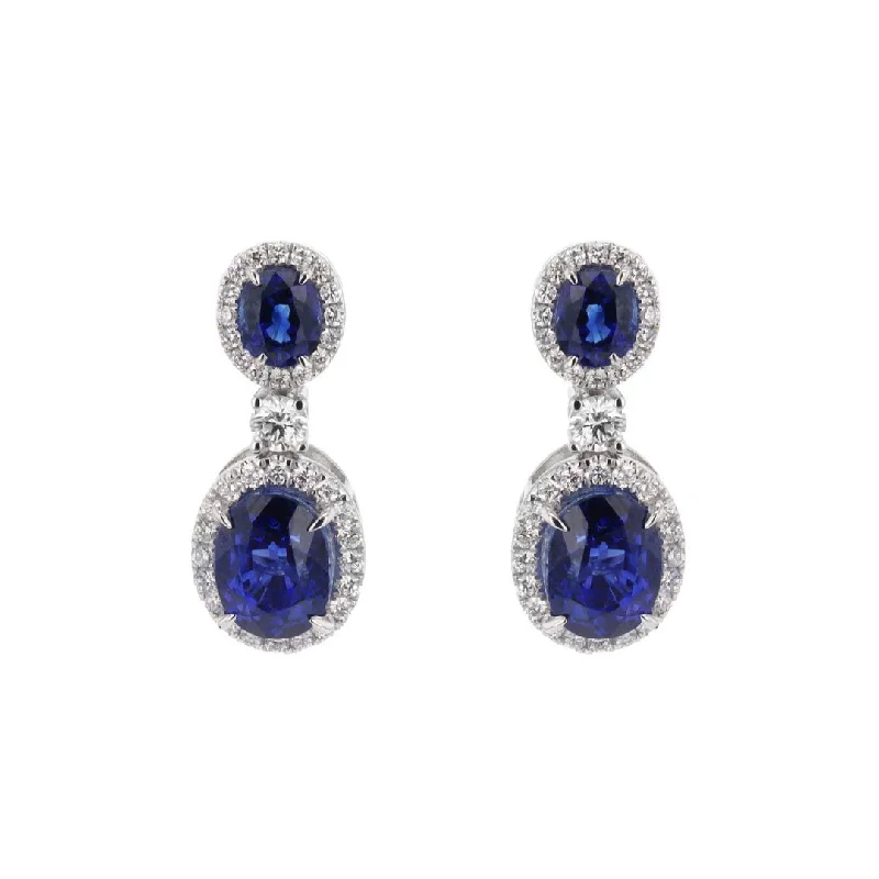 Premium Diamond Jewelry At Once-In-A-Lifetime Discounts Blue Sapphire & Diamond Drop Earrings