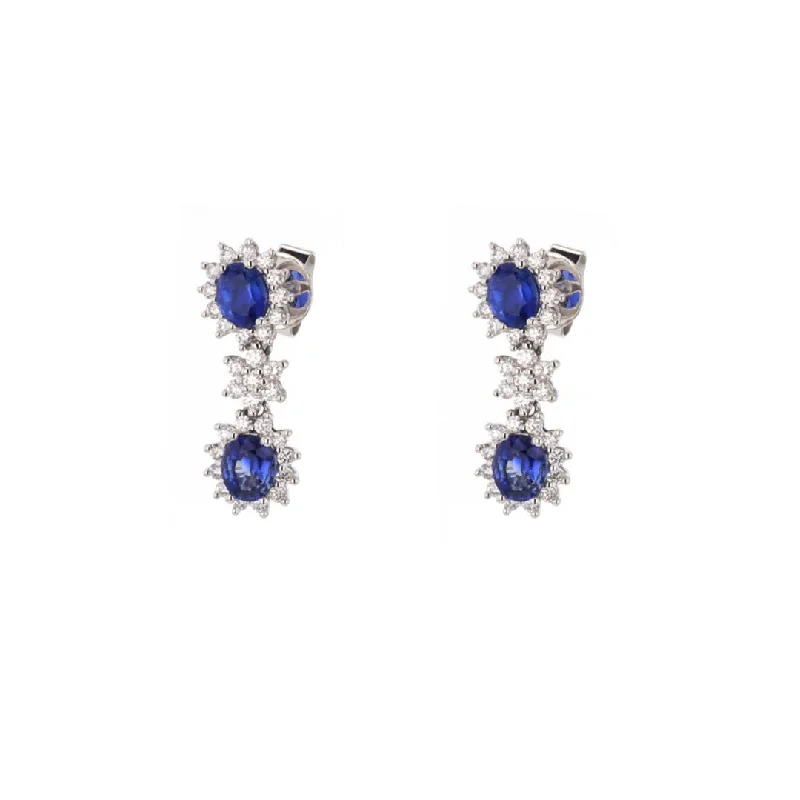 Best-Selling Jewelry Now Available At Special Deals Blue Sapphire & Diamond Drop Earrings