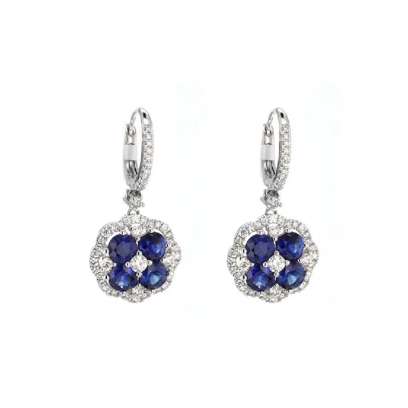 Shine Bright With Our Special Jewelry Promotions Blue Sapphire & Diamond Halo Drop Earrings