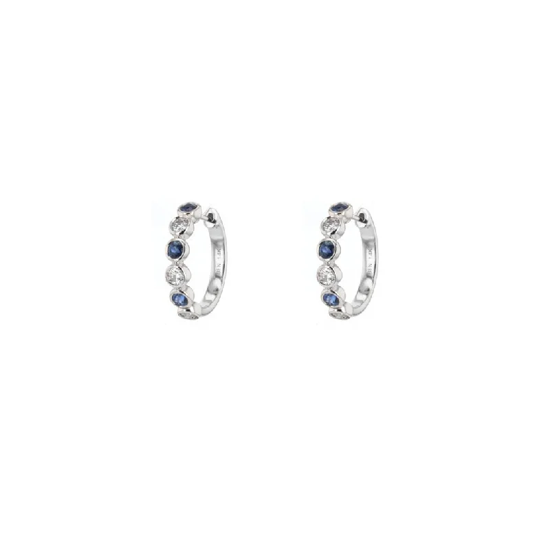 Unmissable Deals On Handmade Jewelry Collections Blue Sapphire & Diamond Hoop Earrings