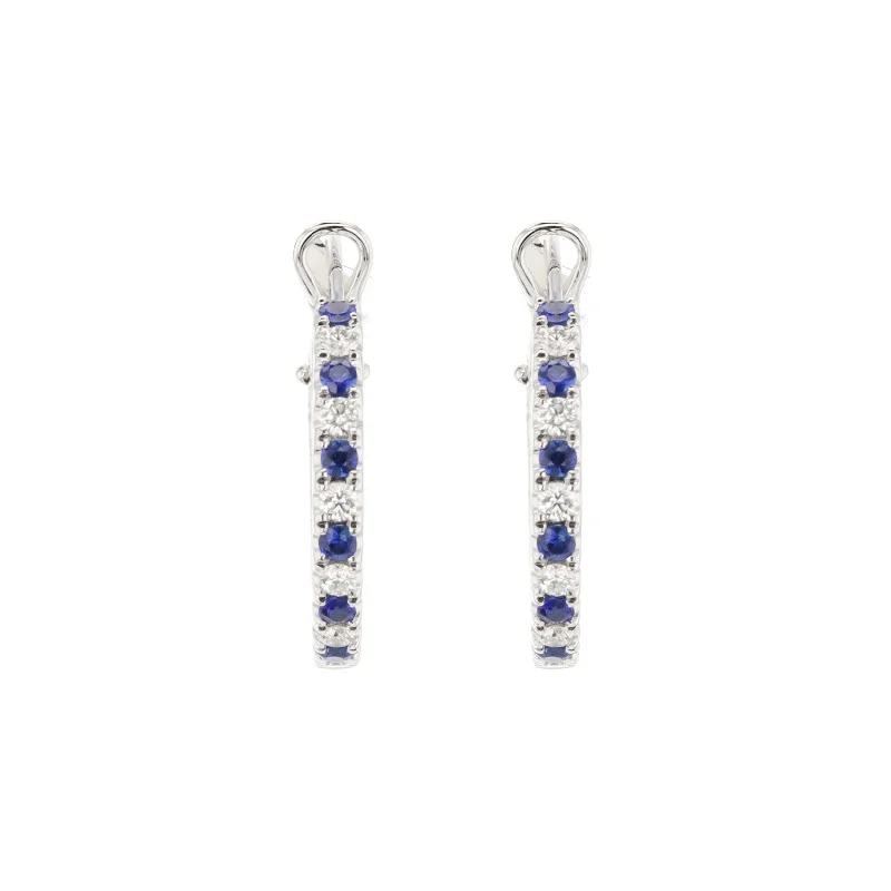 Last Chance To Shop High-End Jewelry At Markdown Prices Blue Sapphire & Diamond Hoop Earrings | M10277473