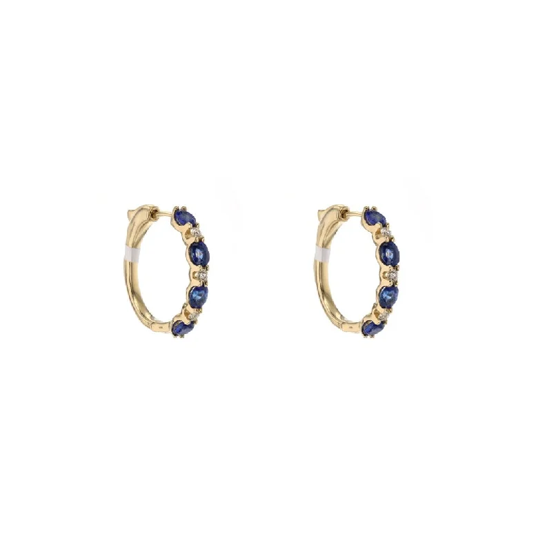 Timeless Elegance, Temporary Discounts – Act Fast Blue Sapphire & Diamond Hoop Earrings | M10278848